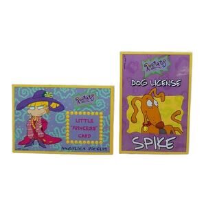 Vintage 1999 Rugrats Wallets Series Sticker #7 Angelica & #8 Spike Dog License